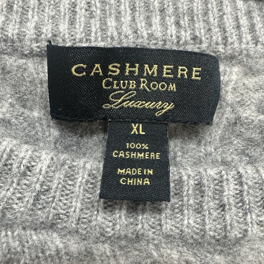 Cashmere Club Room Luxury Sweater Women’s XL Gray Cable Knit Academia Preppy - Picture 3 of 9